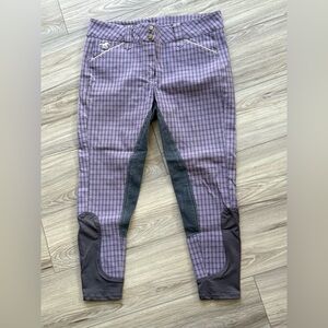 Piper by Smartpak Lavender Plaid & Grey Full Seat Riding Breeches